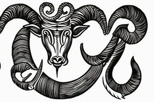 ram horns the shape of a capital letter G tattoo idea