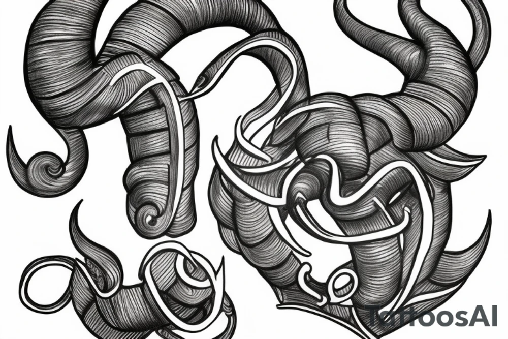 ram horns the shape of a capital letter G tattoo idea