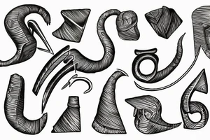 ram horns the shape of a capital letter G tattoo idea