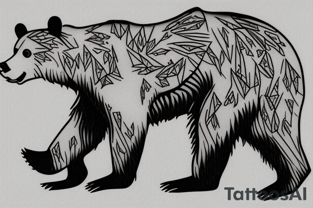 a knife in the shape of a grizzly bear tattoo idea