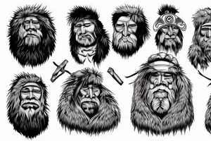 rugged old mountain man in heavy fur coat tattoo idea