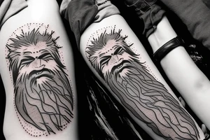 rugged old mountain man in heavy fur coat tattoo idea