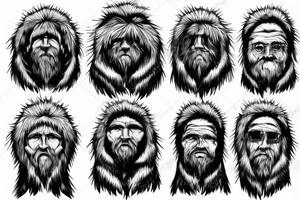rugged old mountain man in heavy fur coat tattoo idea