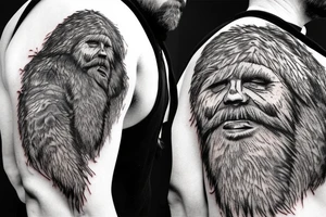 rugged old mountain man in heavy fur coat tattoo idea