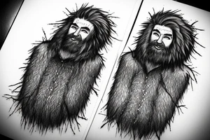 rugged old mountain man in heavy fur coat tattoo idea