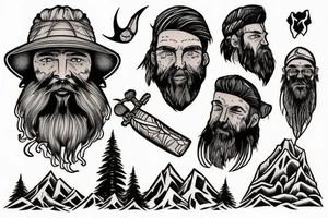 rugged old mountain man tattoo idea
