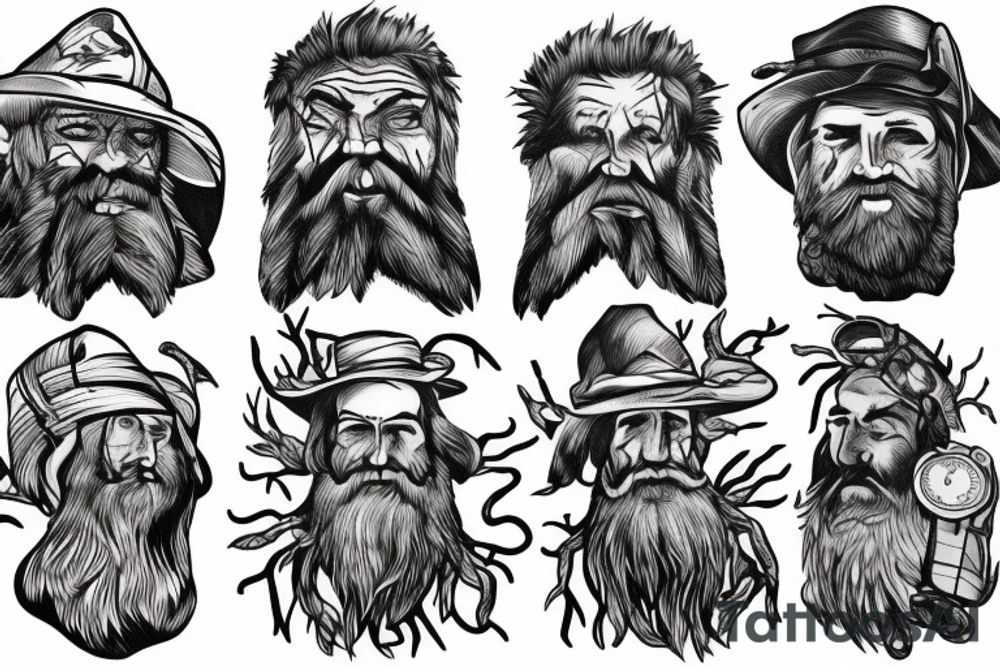 rugged old mountain man tattoo idea