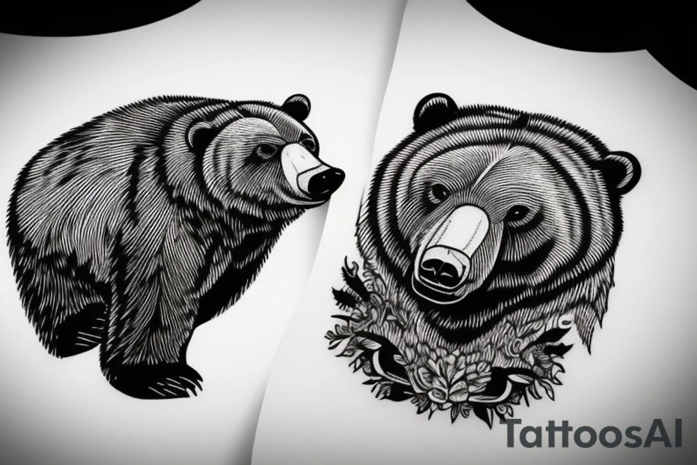 mean grizzly bear tattoo idea