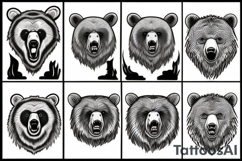 mean grizzly bear tattoo idea