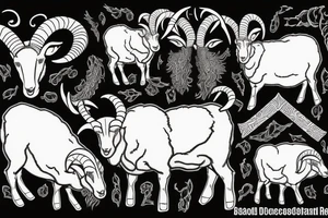 dall sheep ram with horns the shape of G tattoo idea