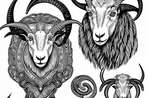 dall sheep ram with horns the shape of G tattoo idea