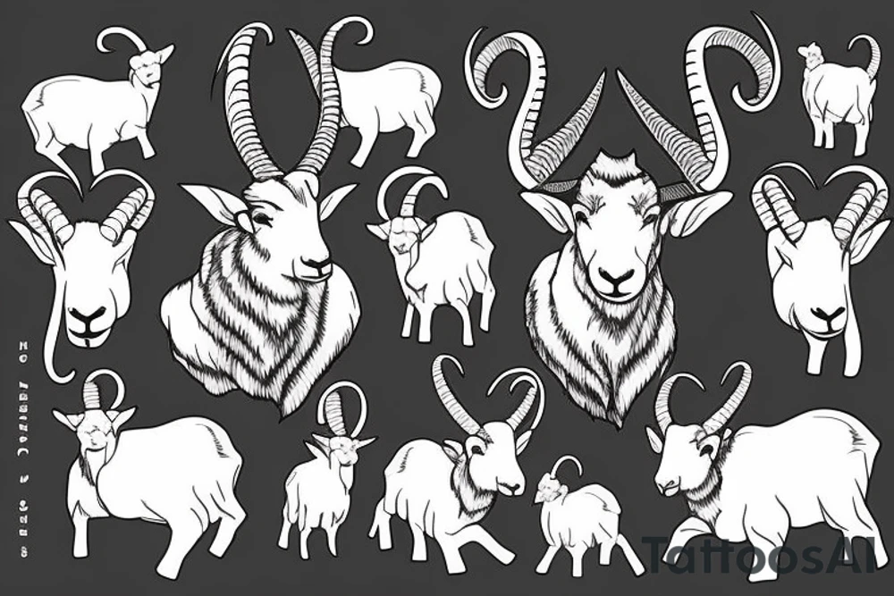 dall sheep ram with horns the shape of G tattoo idea