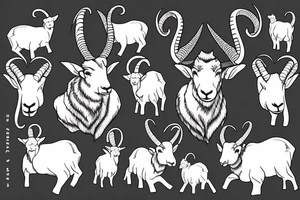 dall sheep ram with horns the shape of G tattoo idea