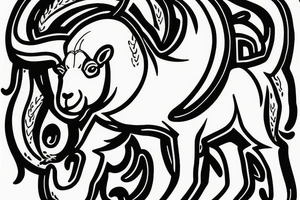 dall sheep ram with horns the shape of G tattoo idea