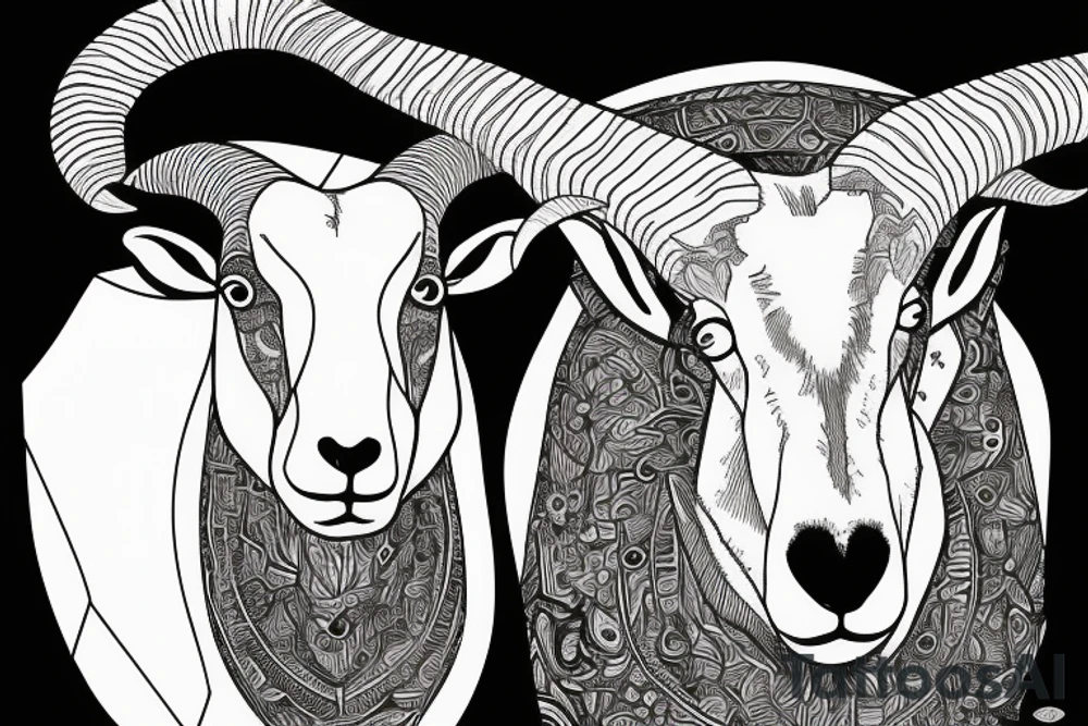 dall sheep ram with horns the shape of G tattoo idea