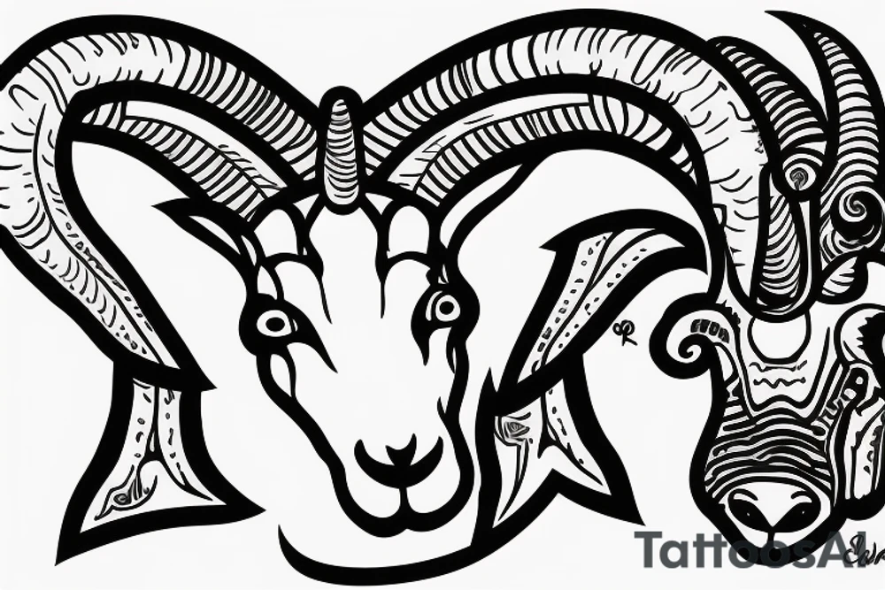 dall sheep ram with horns the shape of G tattoo idea