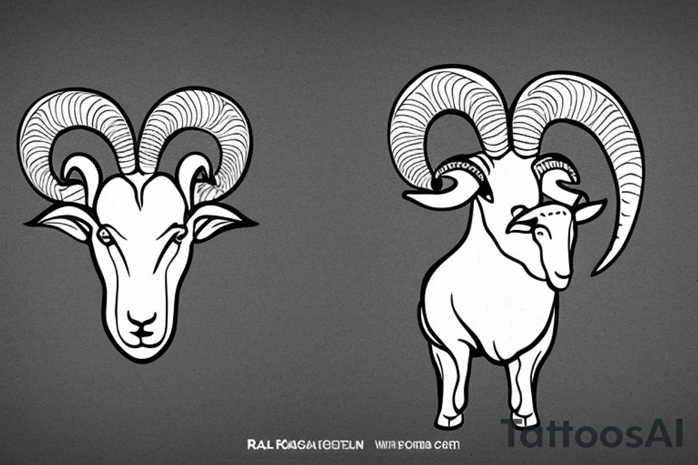 dall sheep ram with horns the shape of G tattoo idea