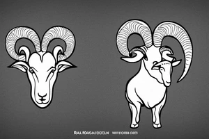dall sheep ram with horns the shape of G tattoo idea