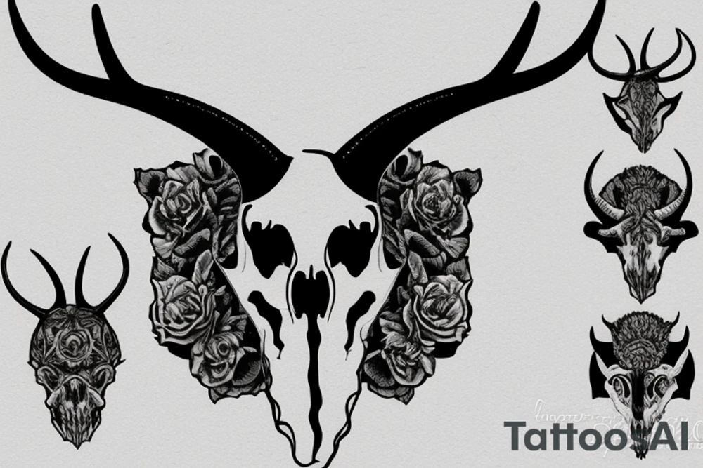dall sheep skull with horns shape of G tattoo idea
