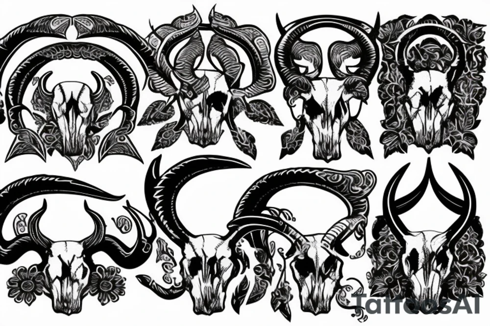 dall sheep skull with horns shape of G tattoo idea