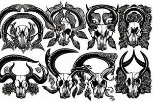 dall sheep skull with horns shape of G tattoo idea
