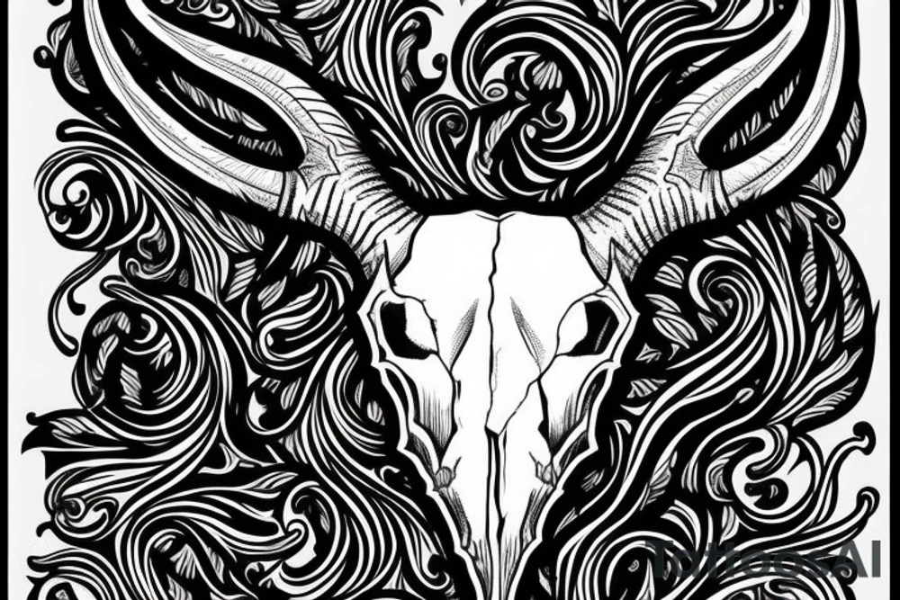 dall sheep skull with horns shape of G tattoo idea