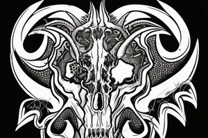 dall sheep skull with horns shape of G tattoo idea