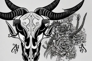 ram skull with horns shape of G tattoo idea
