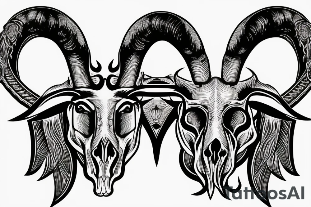 ram skull with horns shape of G tattoo idea