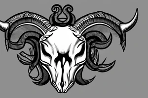 ram skull with horns shape of G tattoo idea