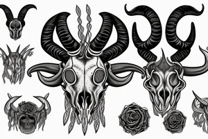 ram skull with horns shape of G tattoo idea