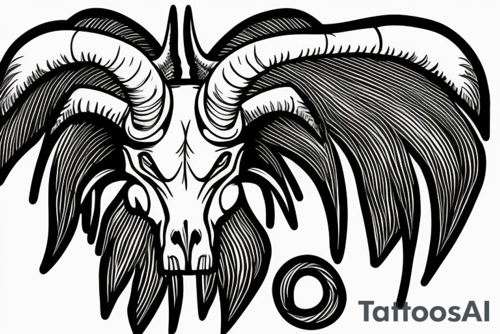 ram skull with horns shape of G tattoo idea