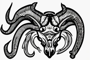 ram skull with horns shape of G tattoo idea
