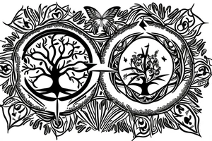 Tree of life without leaves, a compass and a butterfly tattoo idea