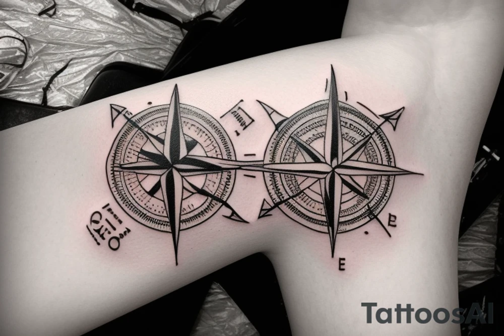 thin tattoo with a broken compass, a butterfly tattoo idea thin tattoo with a broken compass, a butterfly tattoo idea
