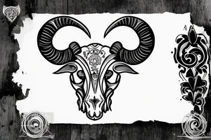 A ram skull large horns that look like the letter G tattoo idea