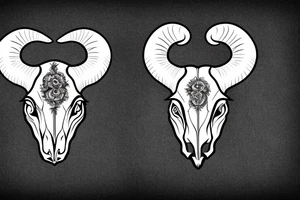 A ram skull large horns that look like the letter G tattoo idea