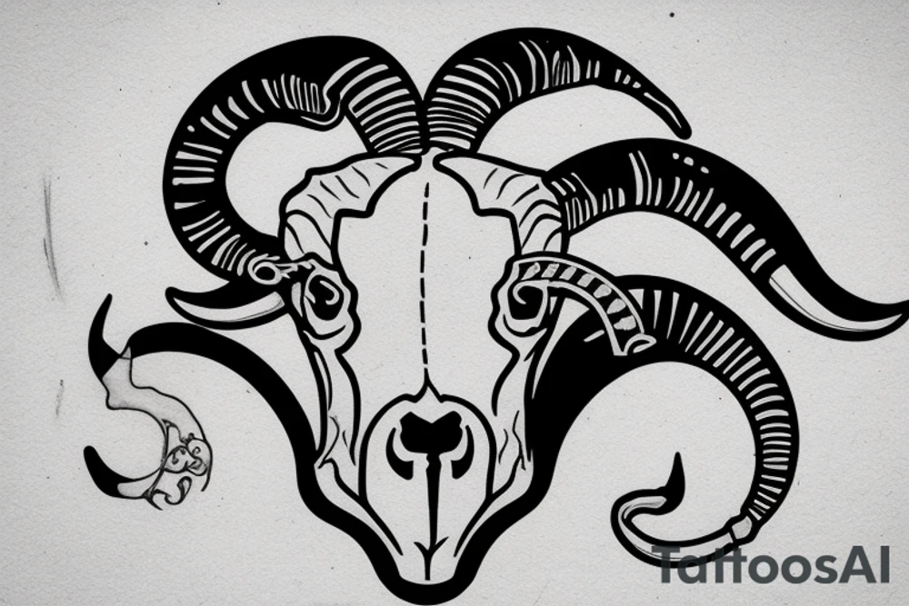 A ram skull large horns that look like the letter G tattoo idea