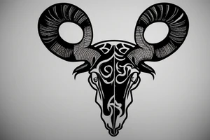 A ram skull large horns that look like the letter G tattoo idea