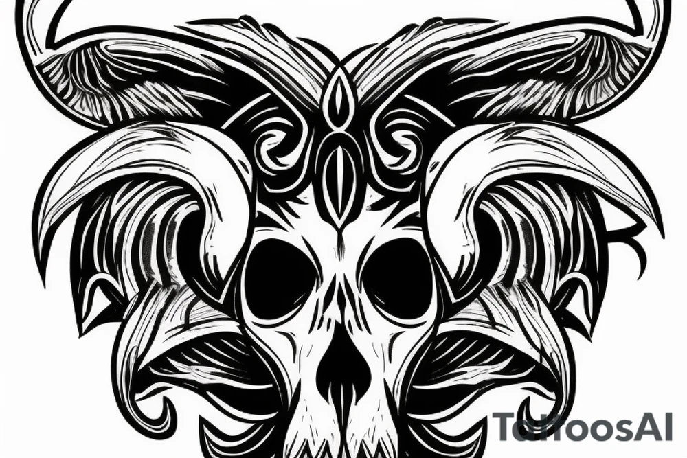 ram skull shape made out of folding knives tattoo idea