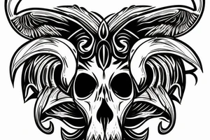 ram skull shape made out of folding knives tattoo idea