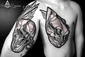 dall sheep skull shape made out of folding knives tattoo idea