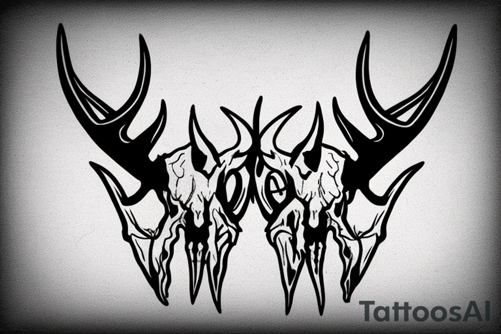 dall sheep skull with horns the shape of the letter G tattoo idea