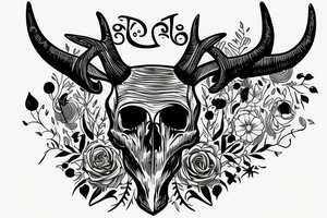 caribou skull with horns the shape of the letter G tattoo idea