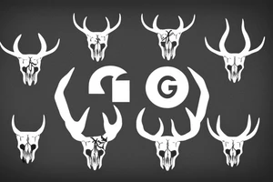 caribou skull with horns the shape of the letter G tattoo idea