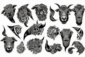 sheep horns the shape of G tattoo idea