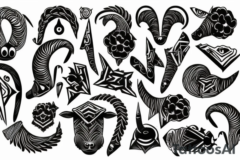 sheep horns the shape of G tattoo idea