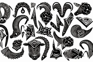 sheep horns the shape of G tattoo idea