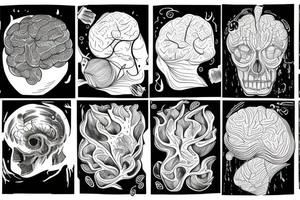 brain lobes pouring out of a waterfall tattoo idea