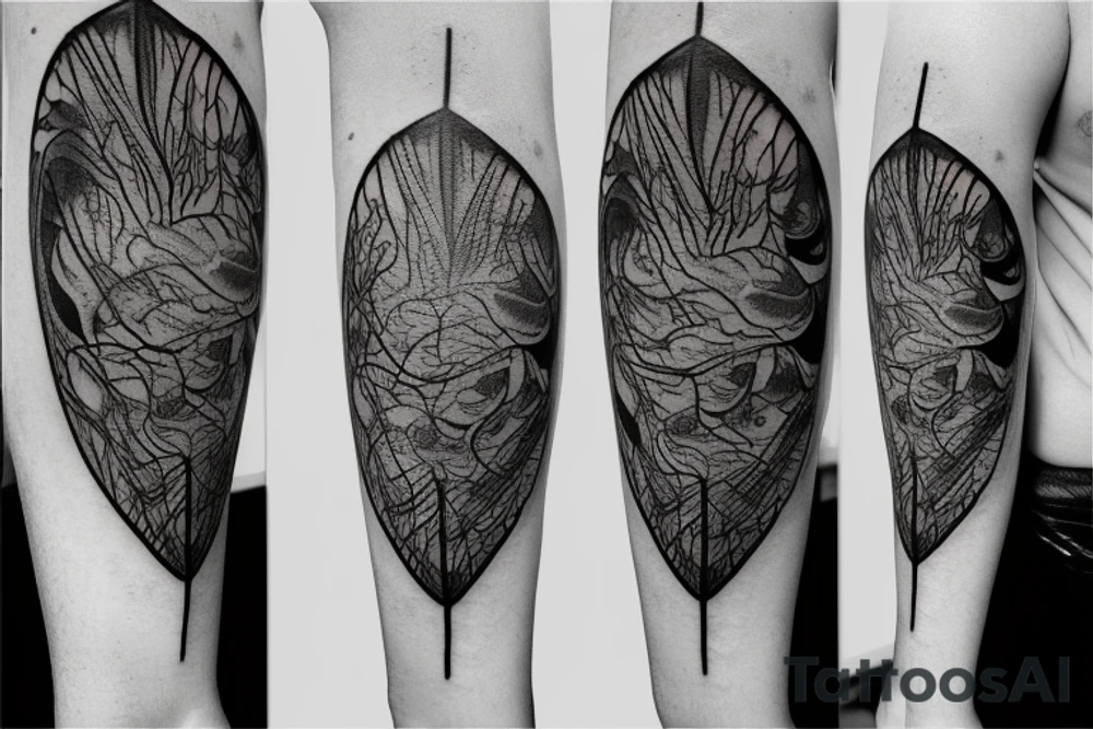 brain lobes pouring out of a waterfall tattoo idea